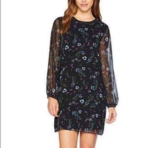Kensie Winter Night Floral Dress LG long sleeve
